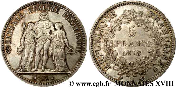 5 francs Hercule 1878 Bordeaux F.334/23 fST 