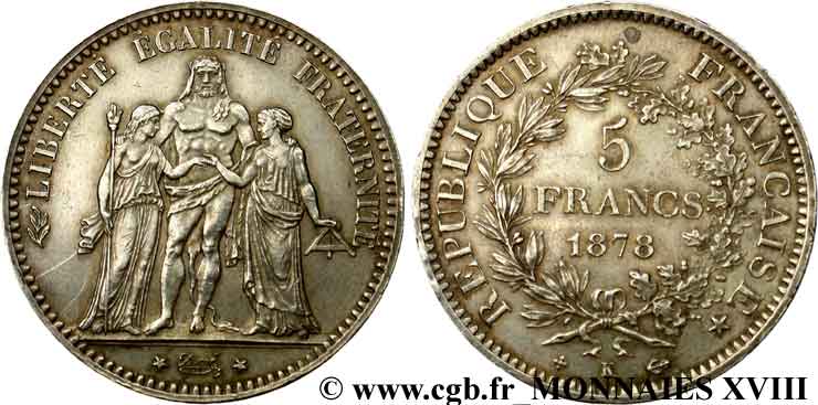 5 francs Hercule 1878 Bordeaux F.334/23 MBC 