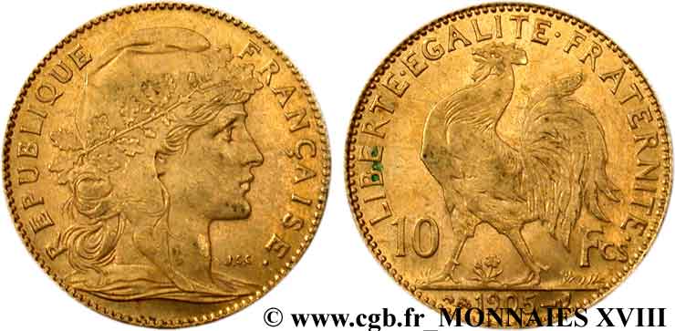 10 francs Coq 1905 Paris F.509/6 XF 