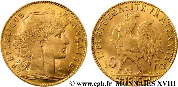 10 francs Coq 1910 Paris F.509/11 AU 