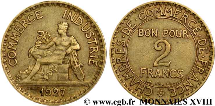 2 francs Chambres de commerce 1927 Paris F.267/9 SS 