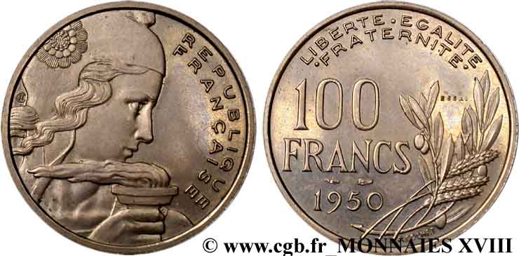 Essai du concours de 100 francs grand module par Cochet 1950 Paris Fk.111  SPL 