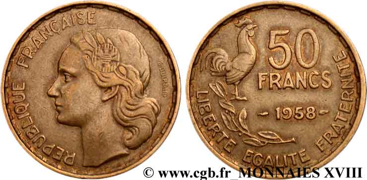 50 francs Guiraud 1958 Paris F.425/14 TTB 