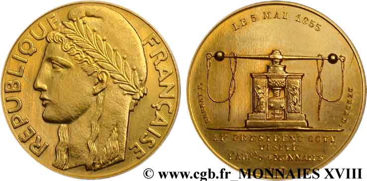 QUATRIÈME RÉPUBLIQUE Médaille de visite à la Monnaie de Paris SPL