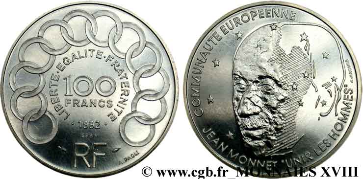 Essai de 100 francs Jean Monnet 1992  F.460/1 SPL 
