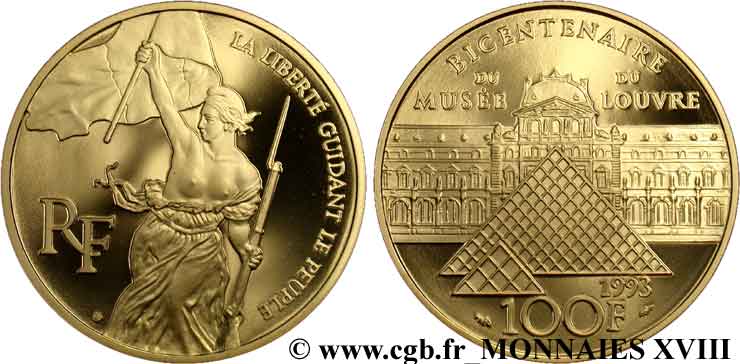 100 francs or Liberté guidant le peuple 1993  F.1621 1 FDC 