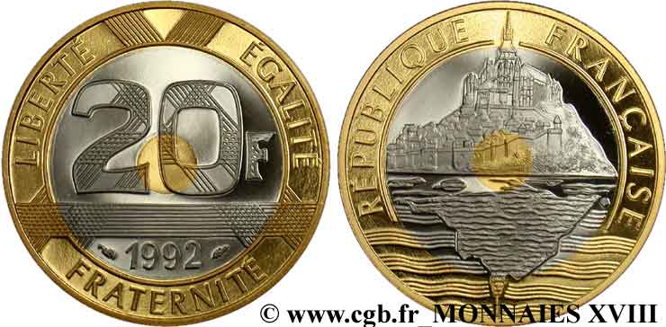 20 francs Mont Saint-Michel or, BE (Belle Épreuve) 1992 Pessac F.1400 1 MS 