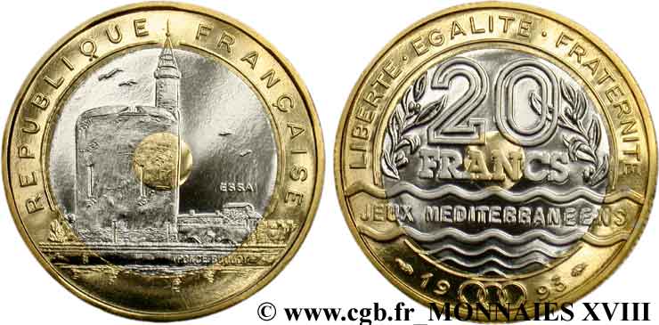 Essai de 20 francs Jeux méditerranéens 1993  F.404/1 MS 