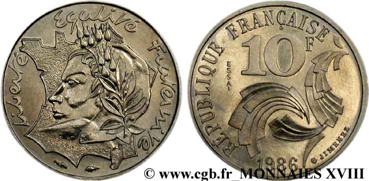 Essai de 10 francs Jimenez 1986  F.373/1 SPL 
