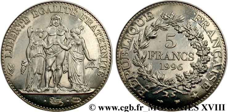 Essai 5 francs Hercule de Dupré 1996  F.346/1 MS 
