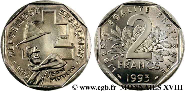 Essai de 2 francs Jean Moulin 1993  F.273/1 ST 