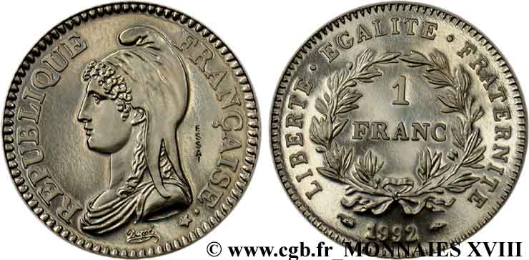 Essai de 1 franc République 1992  F.229/1 SPL 
