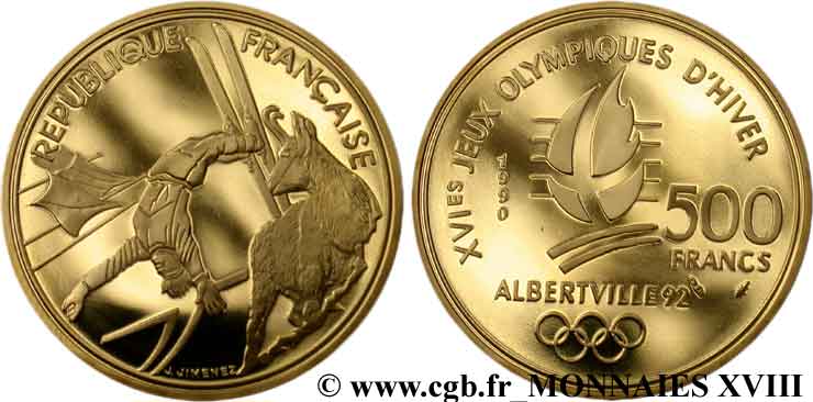 500 francs or Albertville, ski acrobatique-chamois 1990 Paris F.1804 1 MS 