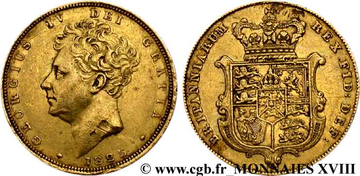 GREAT BRITAIN - GEORGE IV Souverain, (Sovereign) 1825 Londres XF 