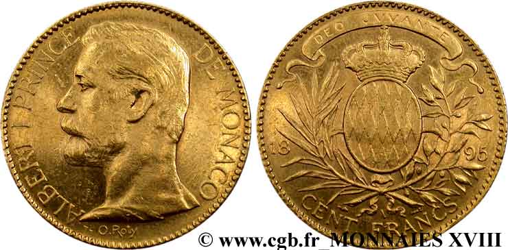 MONACO - PRINCIPAUTÉ DE MONACO - ALBERT Ier 100 francs or 1895 Paris MBC 
