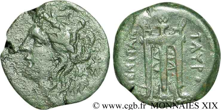 SICILY - TAUROMENIUM Unité de bronze, (MB, Æ 24) XF