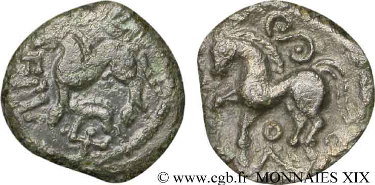 GALLIA - AULERCI EBUROVICES (Regione d Evreux) Bronze EPL au cheval et au sanglier enseigne BB