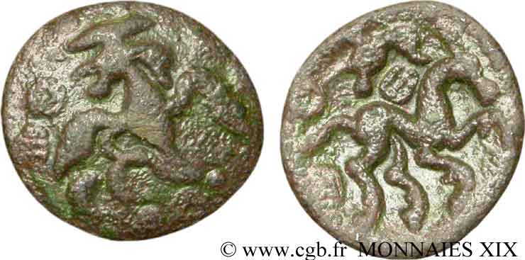 GALLIA BELGICA - AMBIANI (Regione di Amiens) Bronze à l’animal fantastique XF/AU