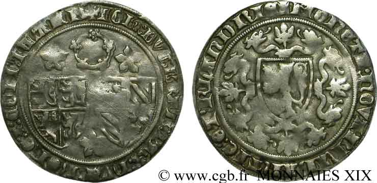 BRABANT - DUCHÉ DE BRABANT - PHILIPPE LE HARDI ET JEANNE DE BRABANT Gros  roosbeker  c. 1384 Louvain SS
