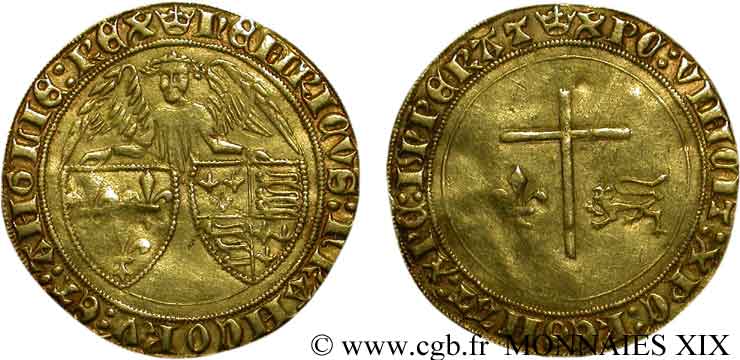 HENRY VI DE LANCASTRE - ROI DE FRANCE (1422-1453) - ROI D ANGLETERRE (1422-1461) et (1470-1471) Angelot d or 24/05/1427 Paris TTB