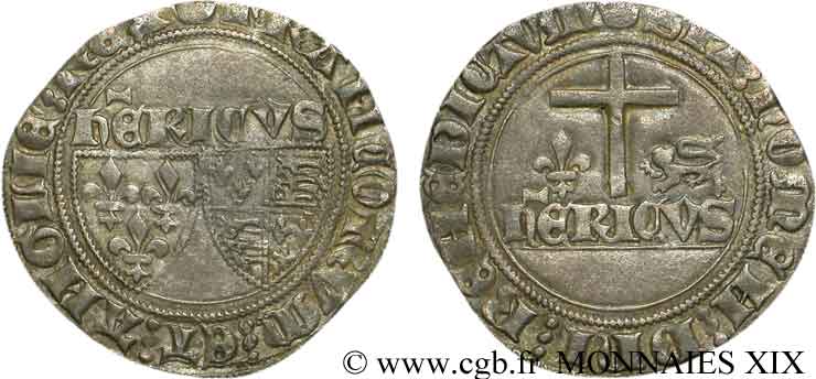 HENRY VI DE LANCASTRE - ROI DE FRANCE (1422-1453) - ROI D ANGLETERRE (1422-1461) et (1470-1471) Blanc aux écus 23/11/1422 Paris TTB+