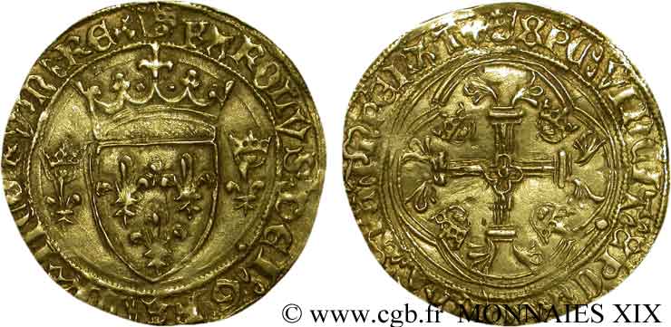 CHARLES VII LE BIEN SERVI / THE WELL-SERVED Écu d or à la couronne ou écu neuf 16/06/1455 Limoges XF