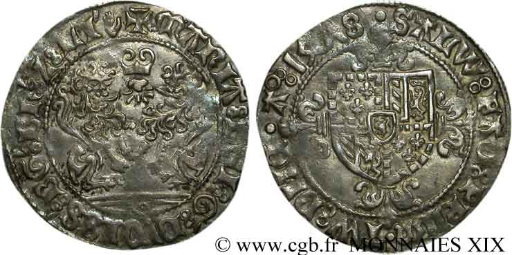 BRABANT - DUCHY OF BRABANT - MARY OF BURGUNDY Double briquet 1478 Anvers XF