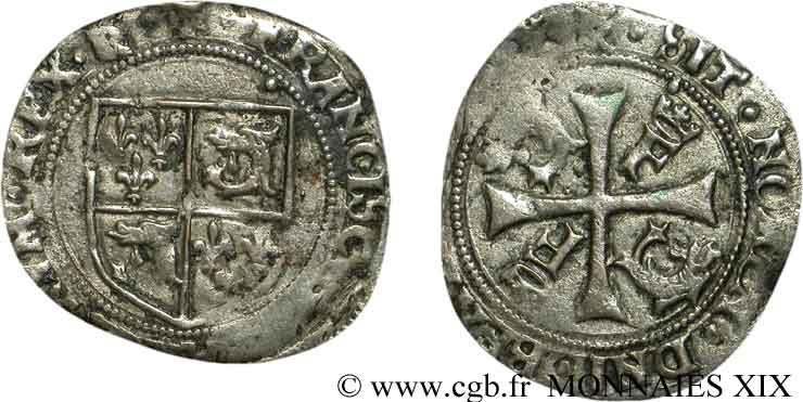 FRANCOIS I Douzain ou grand blanc du Dauphiné, 7e type n.d. Romans fSS