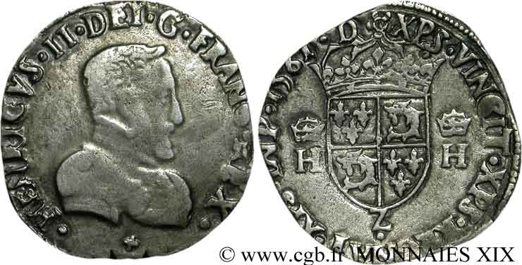 CHARLES IX. COINAGE AT THE NAME OF HENRY II Teston du Dauphiné à la tête nue 1561 Grenoble SS