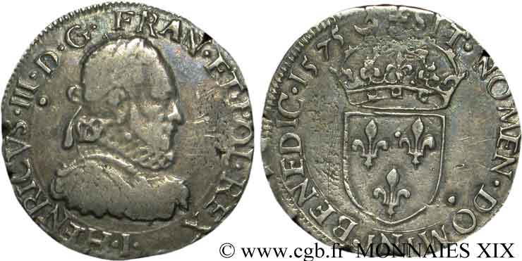 HENRY III Teston, 2e type 1575 Limoges VF/XF