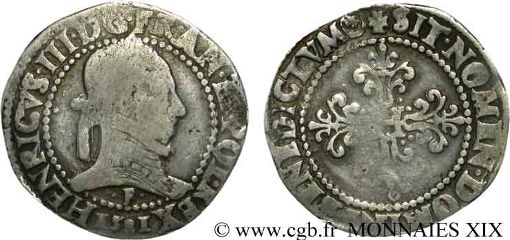 HENRI III Franc au col plat 1581 Angers TB