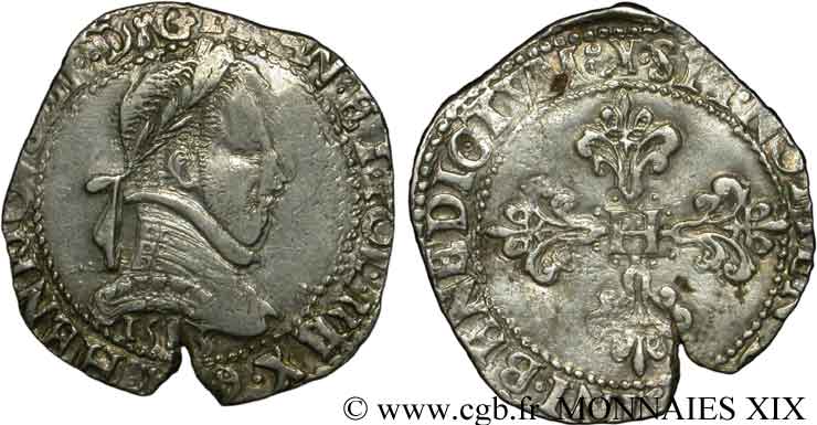 HENRY III Franc au col plat 1583 Bordeaux XF