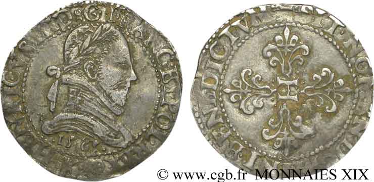 HENRI III Franc au col plat 1585 Bordeaux TTB