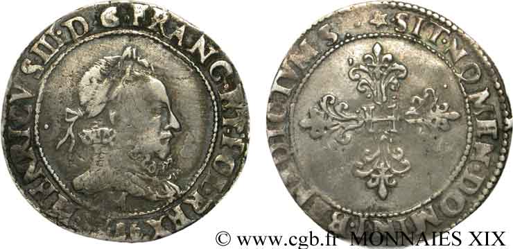 HENRY III Franc au col fraisé 1586 Toulouse q.BB