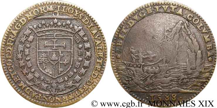 NORMANDIE (GOUVERNEURS DE...) Jeton bimétallique module 28, Jean Louis Nogaret de La Valette, duc d’Épernon, gouverneur de 1587 à 1588 MBC/BC+