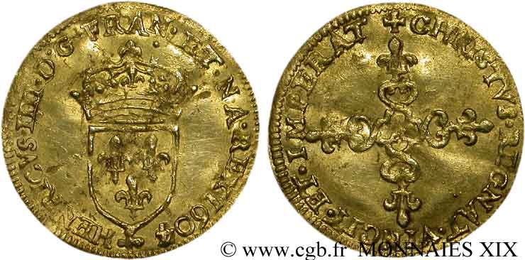 HENRY IV Demi-écu d or au soleil, 1er type 1604 Paris XF