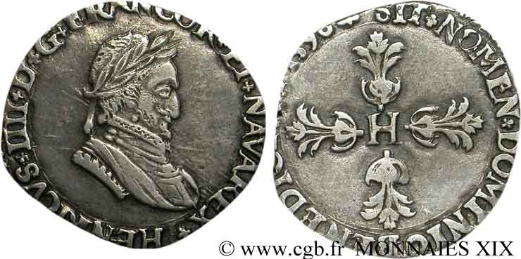 HENRI IV LE GRAND Quart de franc, type de La Rochelle 159[0 ou 6] La Rochelle TTB+
