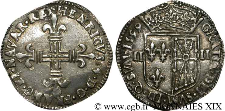 HENRY IV Quart d écu de Navarre 1599 Saint-Palais q.SPL