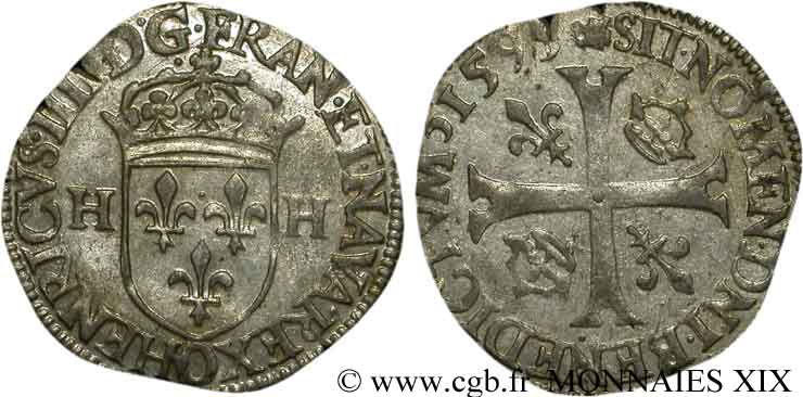 HENRY IV Douzain aux deux H, 2e type 1595 Riom EBC