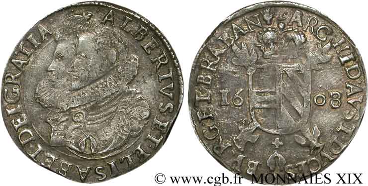 SPANISH NETHERLANDS - BRABANT - DUCHY OF BRABANT - ALBERT AND ISABELLA Triple réal 1608 Anvers XF