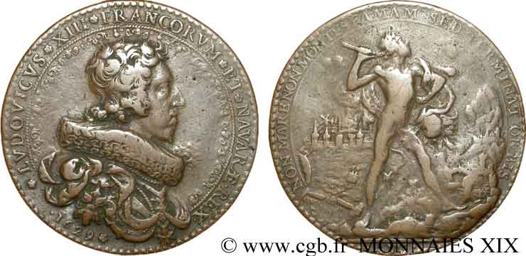 LOUIS XIII  Médaille Br 39, commémorant la victoire du Pas de Suse (6 mars) S