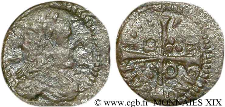 SPANIA - BARCELONA - LOUIS XIV  THE SUN KING  Denier 16[48] Barcelone BC
