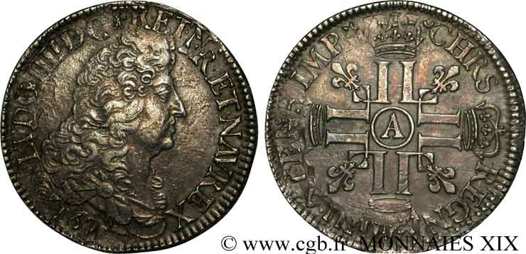 LOUIS XIV  THE SUN KING  Écu aux huit L, 1er type 169[0-3] Paris SS