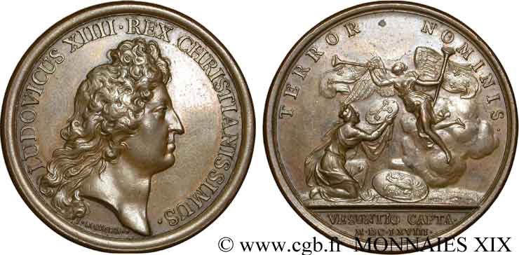 LOUIS XIV  THE SUN KING  Médaille de Mauger, la Prise de Besançon AU