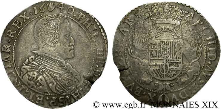 PAYS-BAS ESPAGNOLS - DUCHÉ DE BRABANT - PHILIPPE IV Demi-ducaton, 2e type 1640 Anvers XF