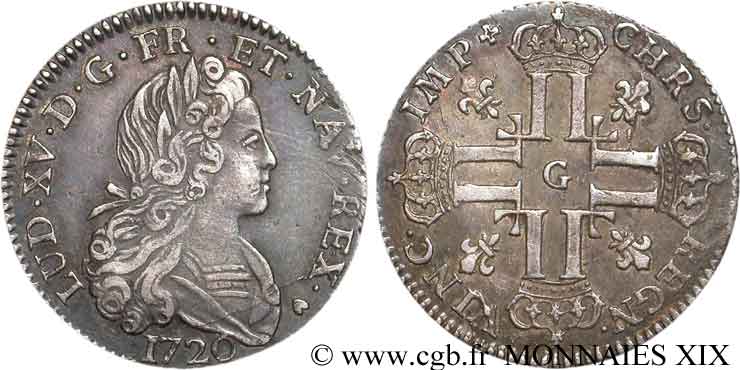 LOUIS XV DIT LE BIEN AIMÉ Petit louis d argent 1720 Poitiers TTB/TTB+