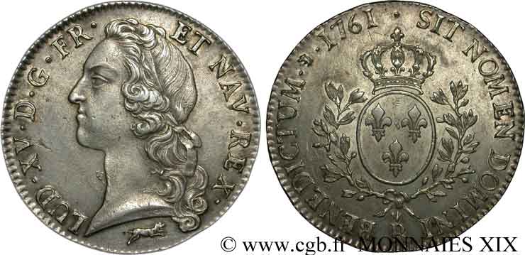 LOUIS XV  THE WELL-BELOVED  Écu dit “au bandeau” 1761 Orléans MBC+/EBC