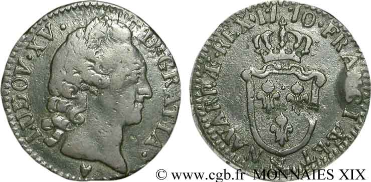 LOUIS XV  THE WELL-BELOVED  Sol d Aix 1770 Aix-en-Provence VF/XF