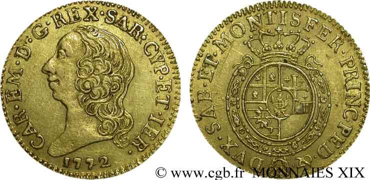 DUCHY OF SAVOY - CHARLES-EMMANUEL III Doppia neuve du 3e type 1772 Turin fVZ