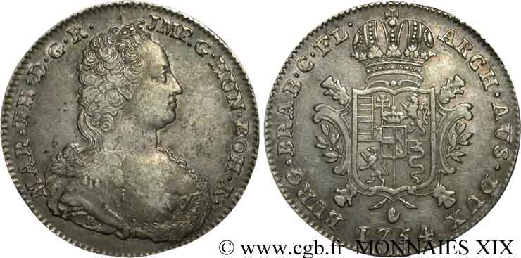 AUSTRIAN LOW COUNTRIES - DUCHY OF BRABANT - MARIE-THERESE Ducaton d argent 1754 Anvers BB/q.SPL